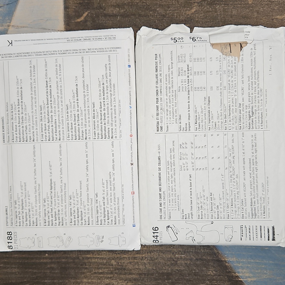 Simplicity Patterns Bundle Of 2 - Picture 2 of 3
